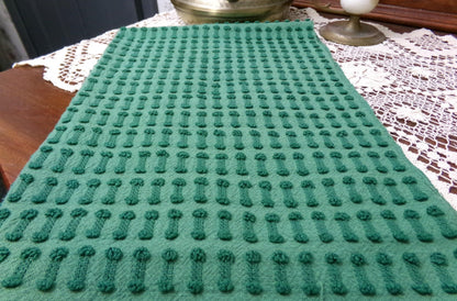Vintage Green Chenille Fabric Textured Evergreen Cotton Quilting Crafts Upcycle Boho 18" x 24"