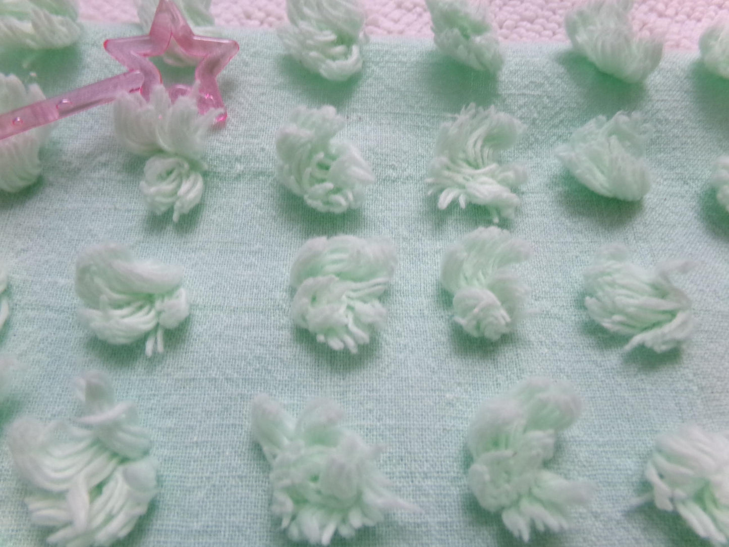 Seafoam Green Windswept Pops Vintage Chenille Fabric, Sewing & Quilt Material 18" x 24"