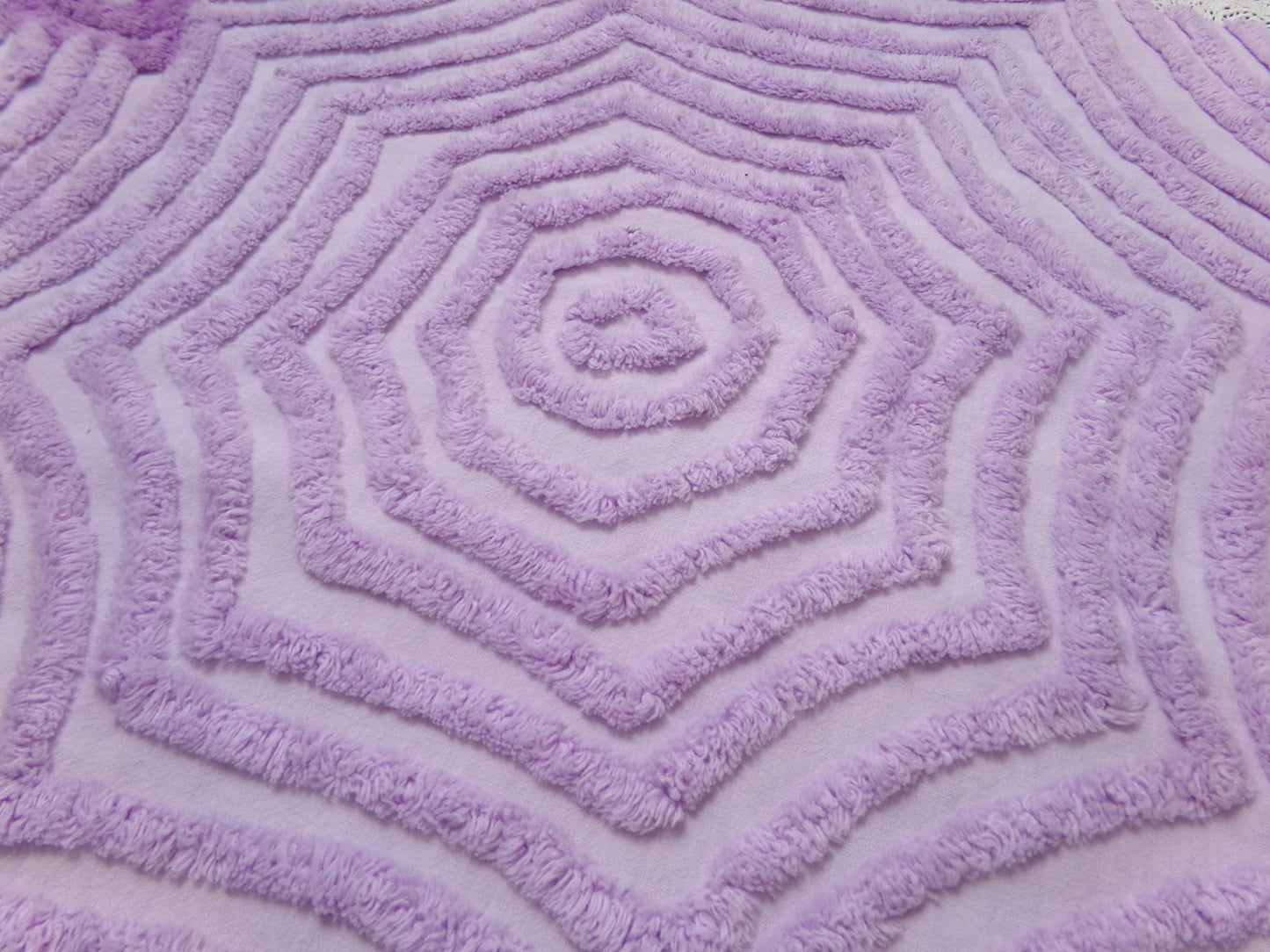 Hypnotic Spiderweb Vintage Chenille Fabric Piece Lavender 23x27" Mesmerizing Design