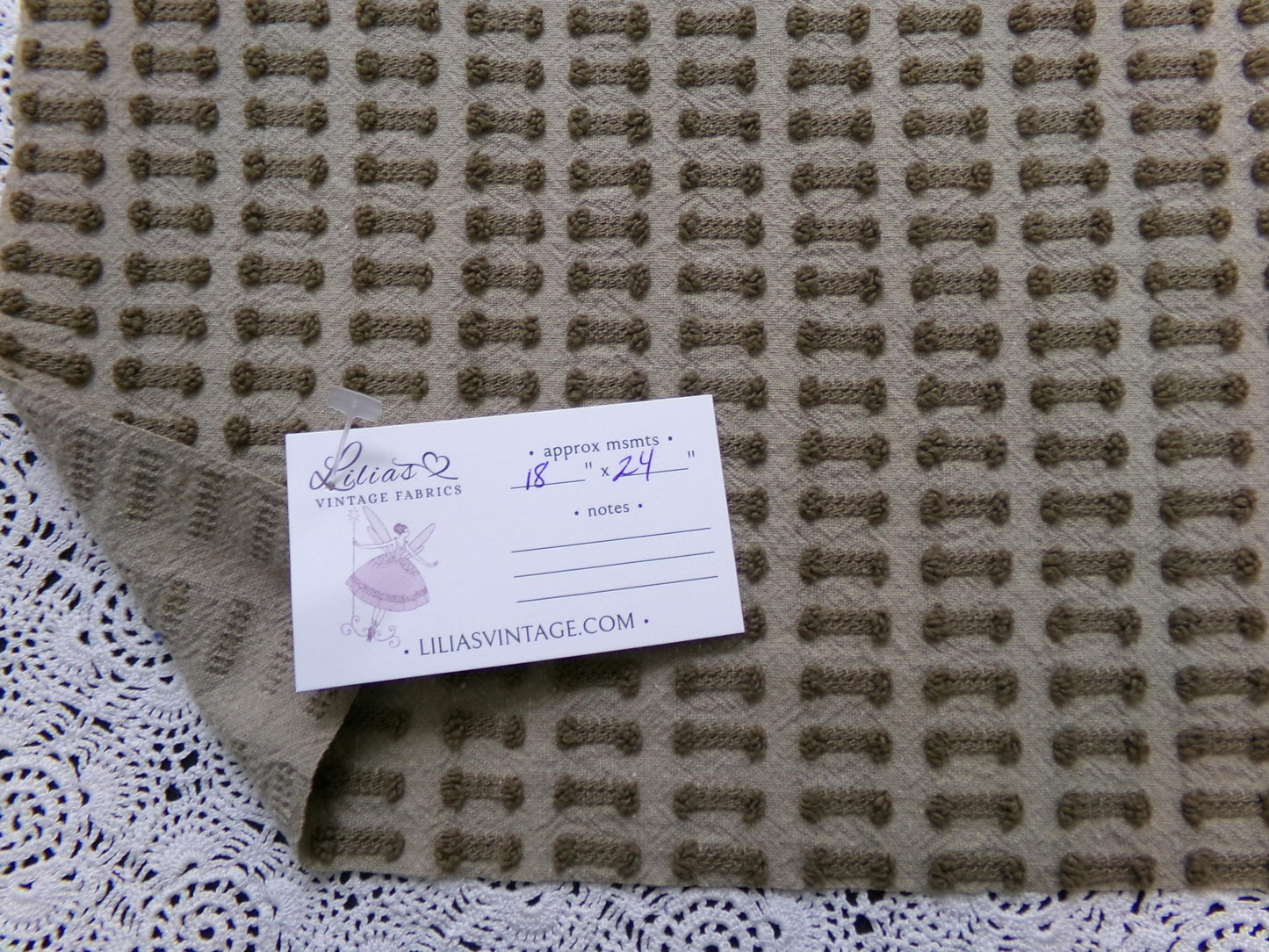 Boho Brown Barbells Vintage Chenille Bedspread Fabric 18" x 24"