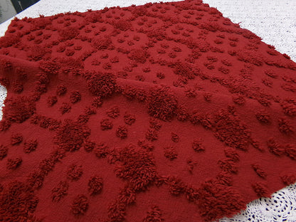 Cranberry Red Vintage Style Chenille Fabric 18x24 Geometric Dot Quilt Material