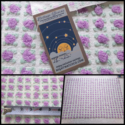 rosebud vintage chenille fabric: Morgan Jones amethyst purple roses 18" x 25" cut piece