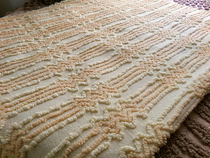 cosmic vintage chenille fabric in fantastic yellow lightning strike pattern, 16" x 27" cut fabric piece w/ needletuft zig zag zaps