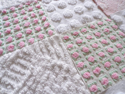 Cottage Classics Chenille Quilt Squares Set from Vintage Bedspread Fabric, 16 Blocks, 6" inch