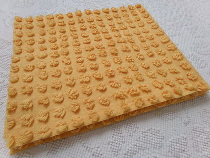 golden harvest peach vintage chenille fabric windy puff pops 20" x 23" quilt material