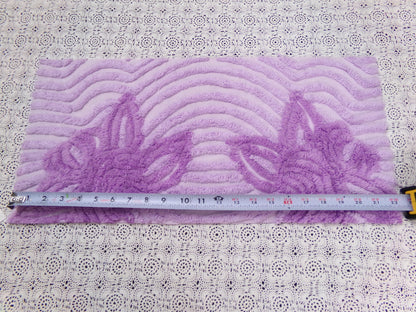 Lilac Floral Vintage Chenille Bedspread Fabric Piece 10.75x22" Plush Sewing Material