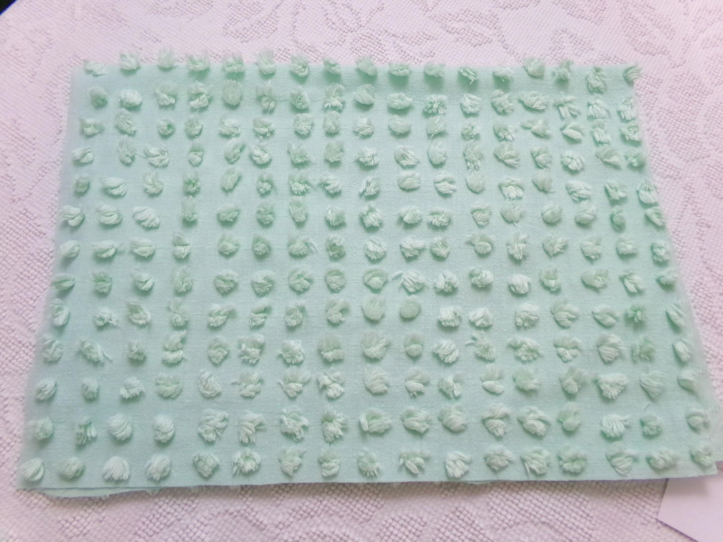 Seafoam Green Windswept Pops Vintage Chenille Fabric, Sewing & Quilt Material 18" x 24"