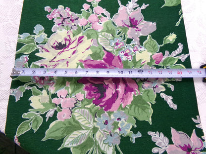Vintage Waverly Rose Caprice Fabric Green Floral Barkcloth Style 17x35"