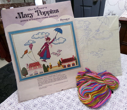 Mary Poppins Vintage Crewel Embroidery Kit Paragon Needlecraft 0778 Whimsical Walt Disney