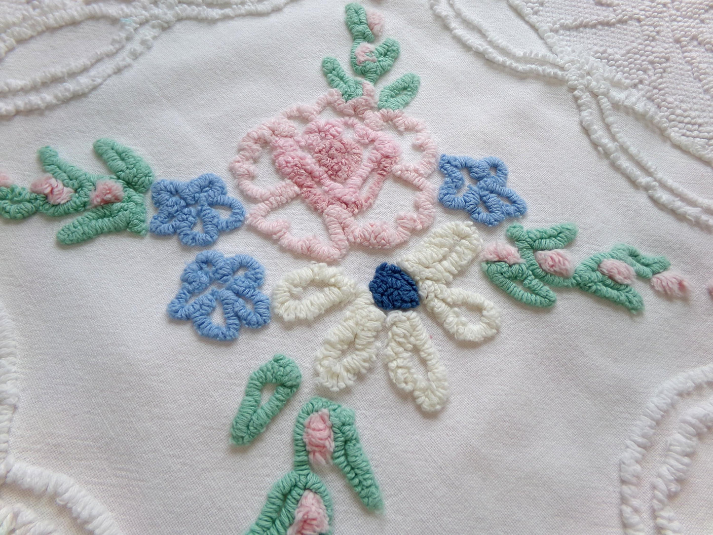 Floral Pink Vintage Chenille Fabric Bundle for Sewing, Quilting in Popular Cottage Style Patterns | 2 Pieces 12" x 18" each