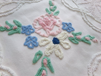 Floral Pink Vintage Chenille Fabric Bundle for Sewing, Quilting in Popular Cottage Style Patterns | 2 Pieces 12" x 18" each