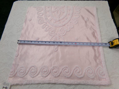 Vintage Pink Satin Chenille Fabric, Shabby Chic Sewing Material 23" x 22" Piece