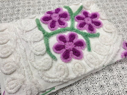 Little Violets Vintage Chenille Bedspread Fabric Sewing Quilt Material 20x30"
