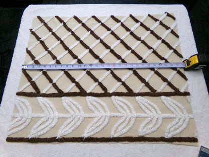 laurel leaf vintage chenille fabric: contrast brown crosshatch cotton sewing material for quilting, crafts, 26" x 22"