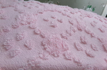 Soft Pink Vintage Style Chenille Fabric, Diamond Lattice Pops, 18x24" Piece