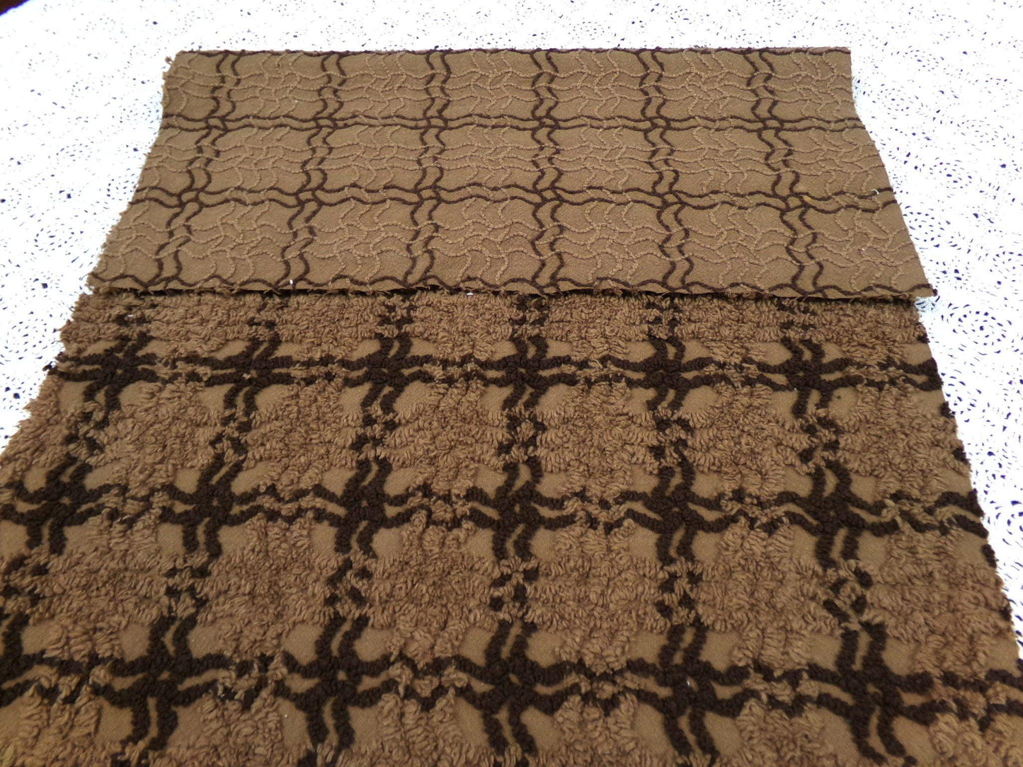 vintage chenille bedspread fabric tonal chocolate cake 14.5x22" piece
