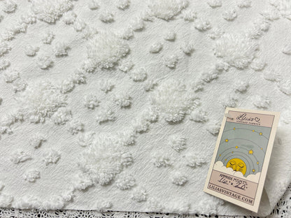 Minimalist White Vintage Style Chenille Fabric, 16x20" Quilt Sewing Textile