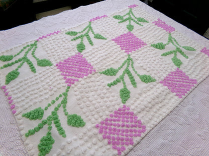 Vintage Chenille Fabric Botanical Leaf Pattern Craft Quilting Sewing Piece 19" x 27"