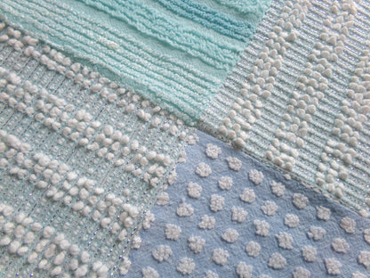 Beach Girl Vintage Patchwork Chenille Fabric Craft Panel - 16" square great for Pillows, Quilting, Wall Hangings