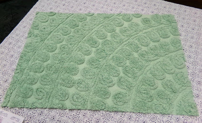 Mint Green Ice Cream Vintage Chenille Fabric 15.5x23" curlicue swirl pattern