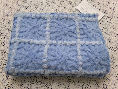 Celestial Blue Vintage Chenille Fabric, Star Tufts, 18x24" Piece
