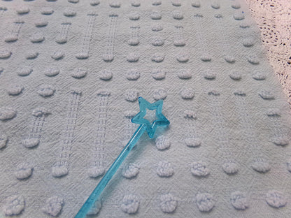 Light Blue Vintage Chenille Fabric, Polka Dot & Dash Design, 18x24" Piece