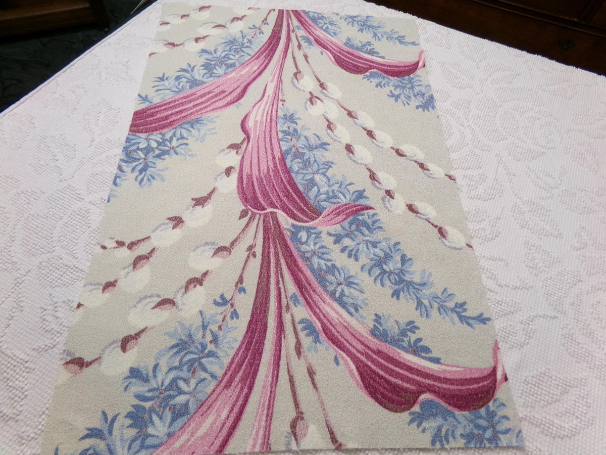 Vintage Barkcloth Fabric, Pussy Willow Design, 16x24" Piece