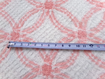 summer peach vintage chenille bedspread fabric white geometric quilt material 20x25"