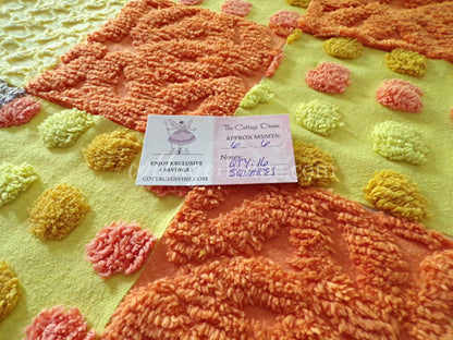 retro hippie daze chenille fabric squares, set of 16 vintage 6" x 6" inch quilt blocks for crafts, sewing, fiber arts