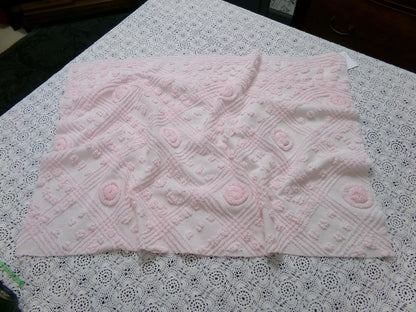 Dreamy Pink Vintage Chenille Fabric Donut Dots Sewing Material 18" x 24"