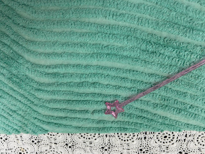 Green Wave Vintage Chenille Bedspread Fabric 18x25" Dense Tufts