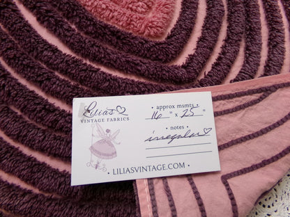 hypnotic sunkissed vintage chenille bedspread fabric pink mauve optic 16" x 25"
