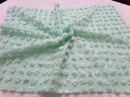 Seafoam Green Windswept Pops Vintage Chenille Fabric, Sewing & Quilt Material 18" x 24"