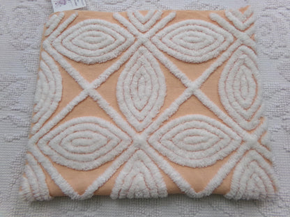 Peach Petals Vintage Chenille Bedspread Fabric, 20" x 24"