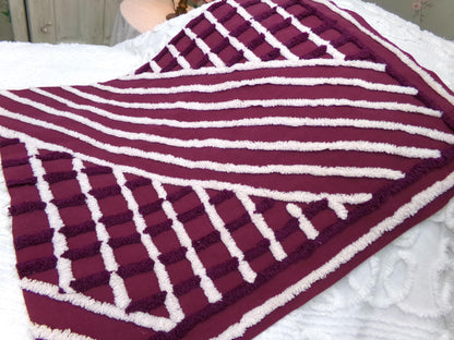 Dramatic Vintage Chenille Fabric, split road design, sewing craft quilt material 20" x 24" piece