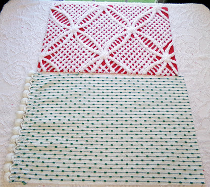 Christmas Chenille Quilt Fabric Bundle in Red, White & Green, 2 Pieces 12" x 18" each | Festive Stash Builder for Sewing, Crafts