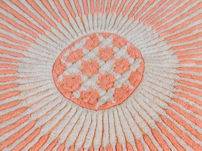 Spectacular STARBURST Peach SUN RAYS Vintage Chenille Bedspread, 100% Plush Cotton, Full Size