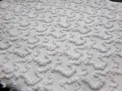 Texturized 3D Squiggles White Vintage Chenille Fabric, 18" x 24" Piece, Versatile to Use in Quilts, Pillows & Small Craft Projects