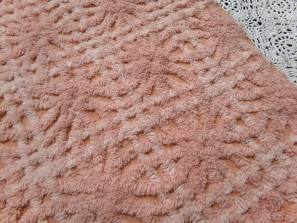 Vintage Chenille Fabric 14 x 19" Blush Pink Starburst Geometric Quilt Material