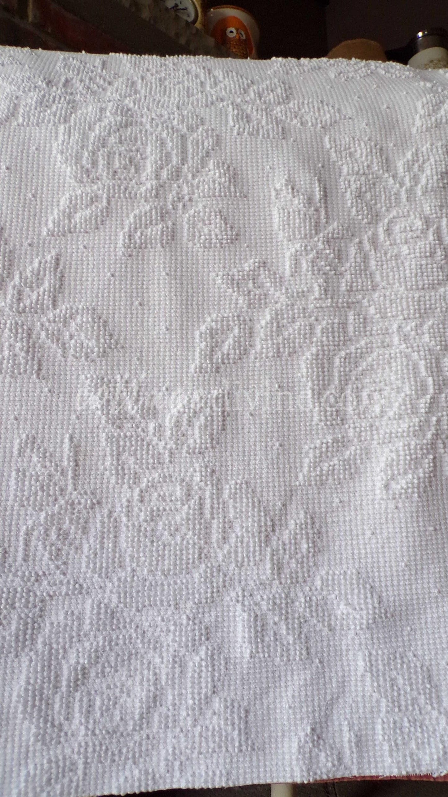 Heavenly White Vintage Chenille Fabric, Cabbage Roses & Dainty Dots, 20" x 30" inch Piece of Sewing Material, Elegant in Quilts, Pillows