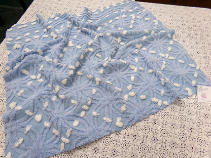 Starry Night Blue Vintage Chenille Fabric Geometric 20" x 24" piece