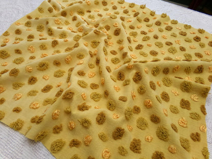 boho gold vintage chenille fabric, ombre multisize optic dot design, 22" x 19" piece of sewing quilt material