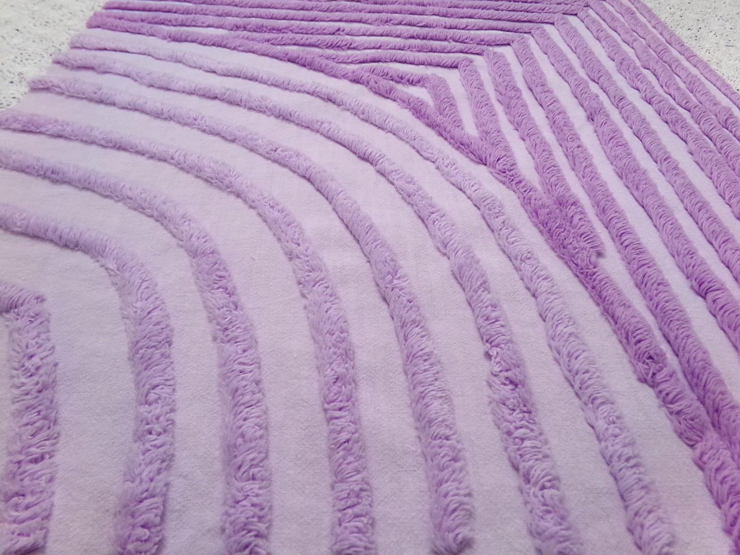 Lilac Vintage Chenille Fabric, Optic Moon Geometric Design, 18x20" Piece