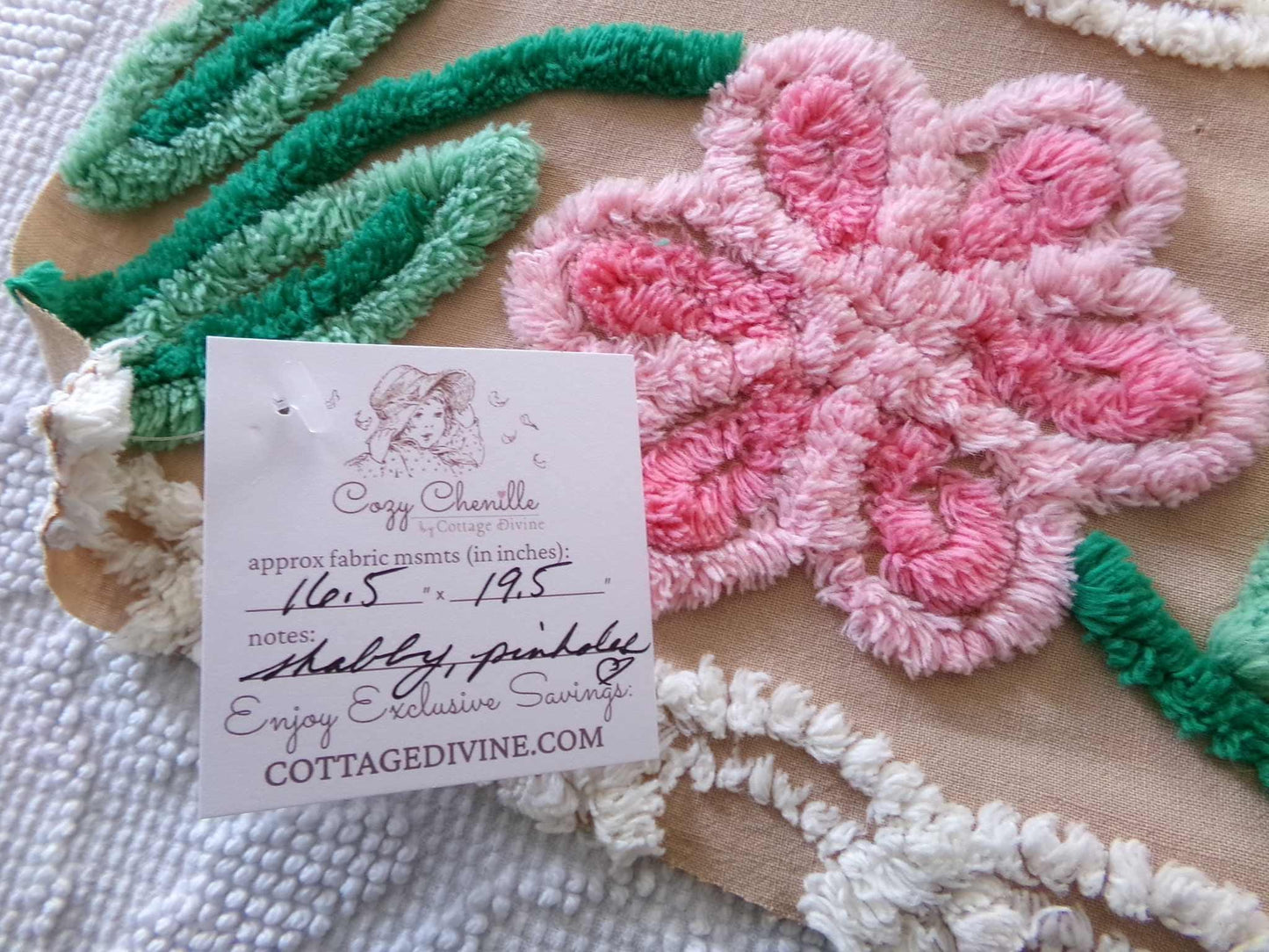 Caramel Honey Vintage Chenille Fabric, 16.5" x 19.5" inch Piece, Boho Floral Material for Pillows, Wall Hangings, Crafts