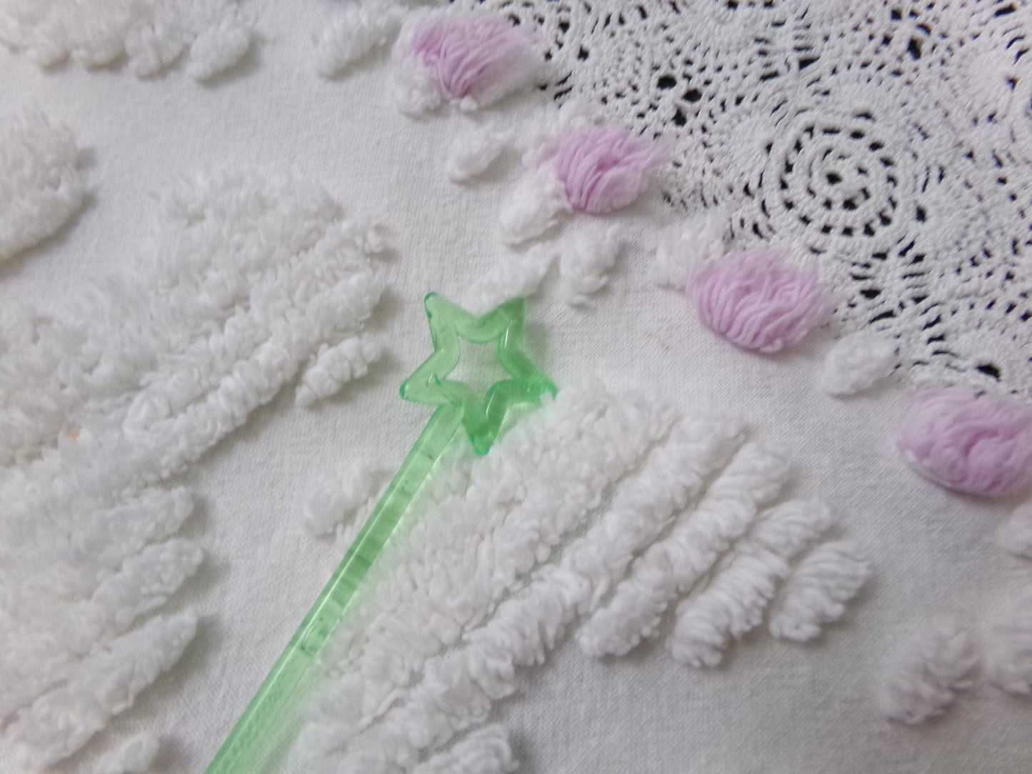 Little Lilacs Vintage Chenille Bedspread Fabric 26x36" Shabby Lightweight Quilting Material