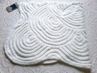 White Swirl Clouds Vintage Chenille Fabric, Plush 16" x 32" inch Piece with scalloped edge