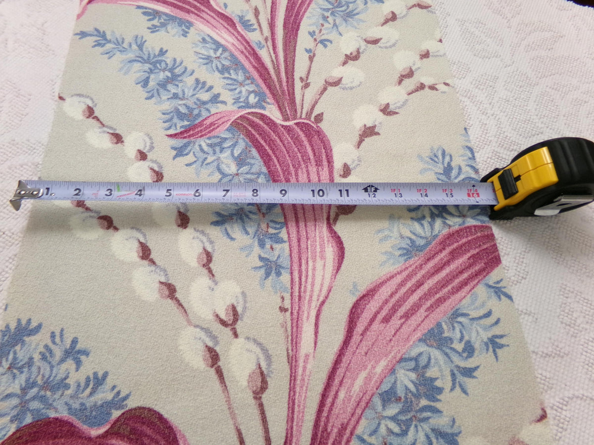 Vintage Barkcloth Fabric, Pussy Willow Design, 16x24" Piece