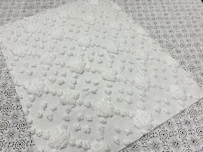 Minimalist White Vintage Style Chenille Fabric, 16x20" Quilt Sewing Textile