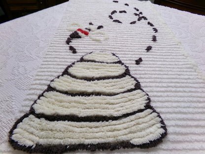 Busy Bee Vintage Chenille Bedspread Fabric, Novelty Sewing Material 15" x 28" Piece