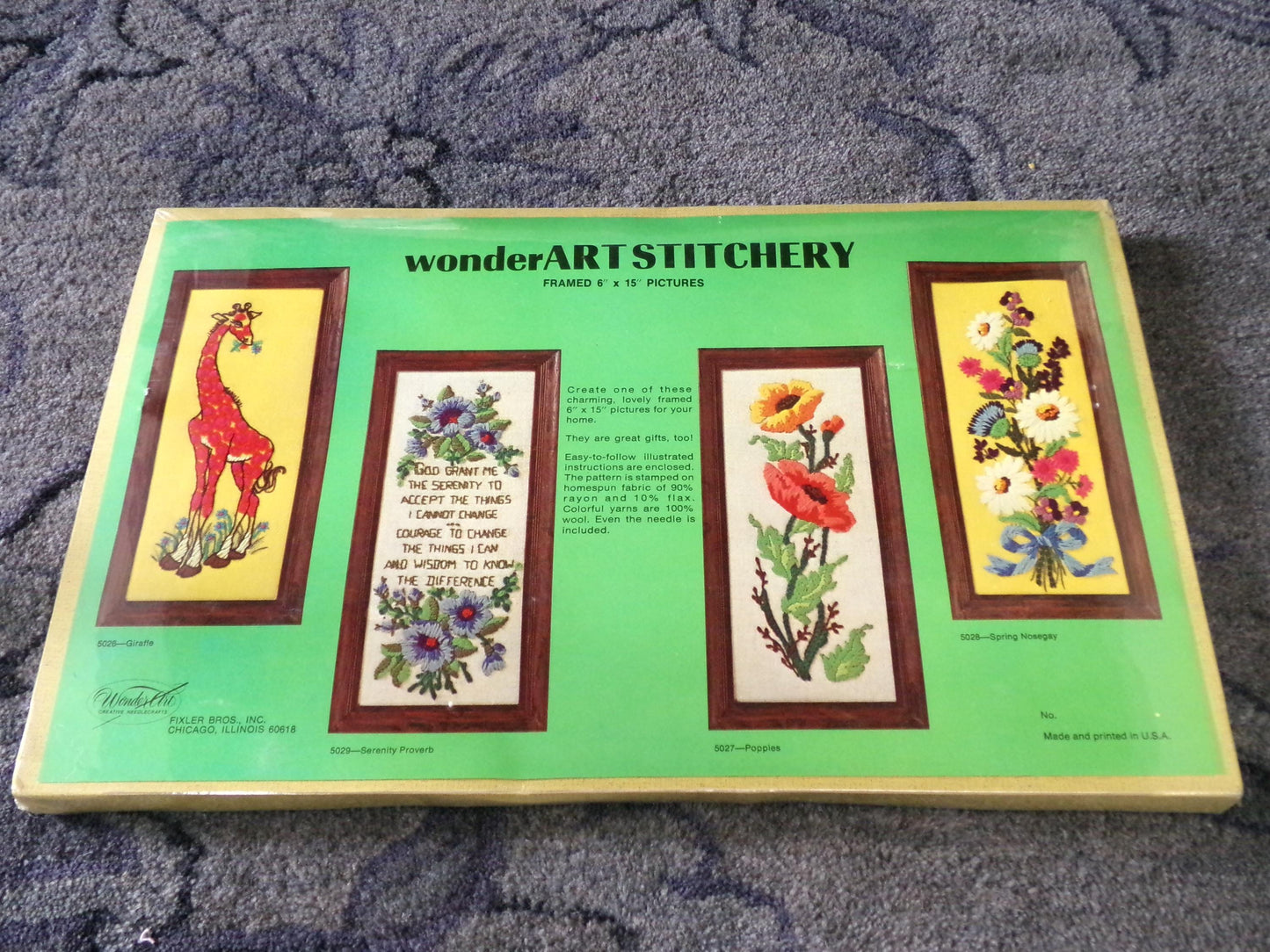 POPPIES Vintage Crewel Kit, WonderArt Embroidery 5025, Boho Hippie 70s Wall Hanging